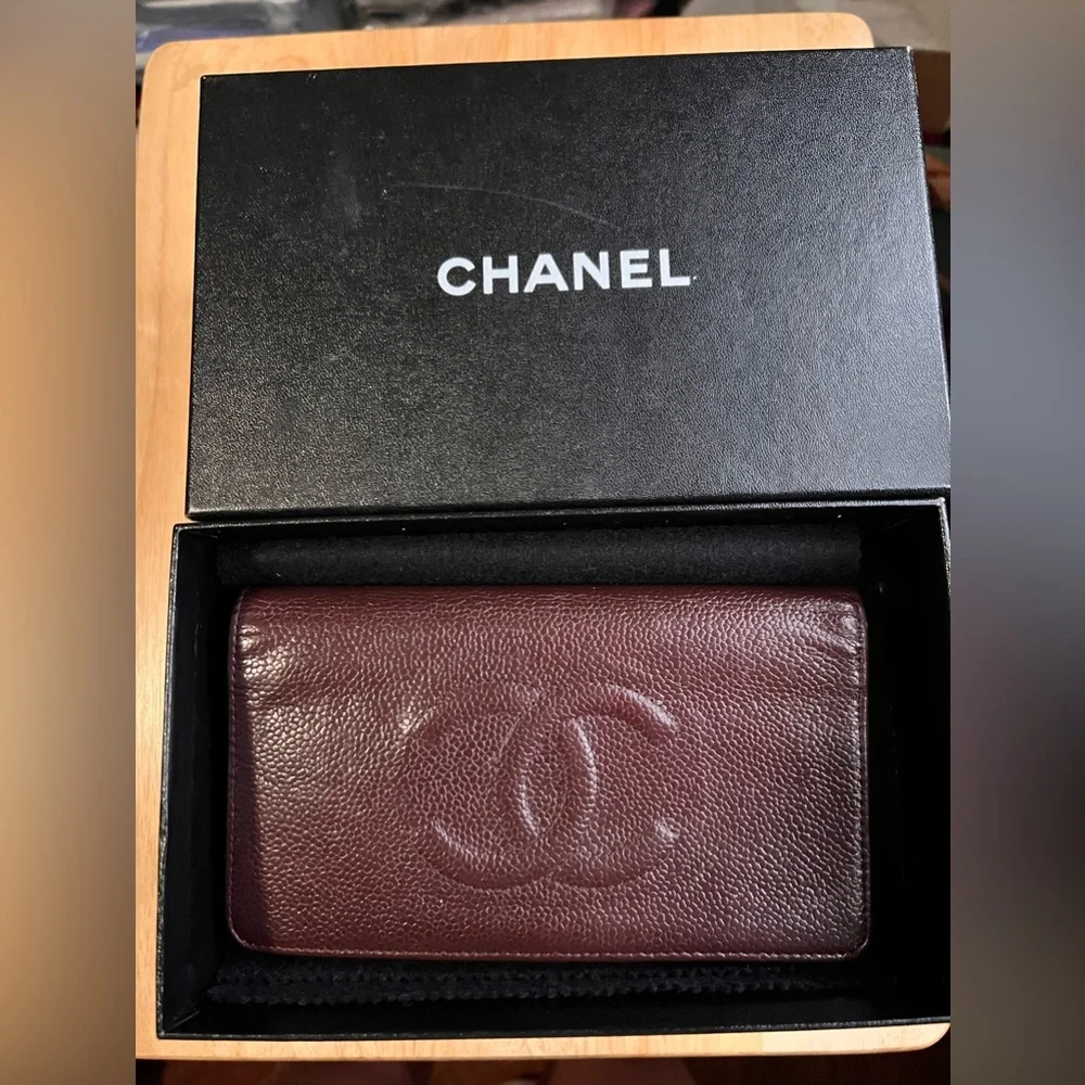 Chanel Quilted CC Logo Wallet in Dark Burgundy
